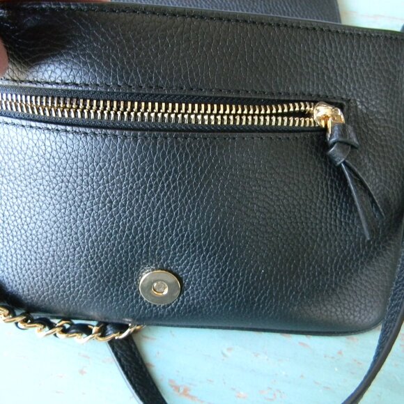 EUC TORY BURCH THEA BLACK PEBBLE LEATHER CONVERTIBLE SMALL CROSSBODY BAG CHAIN - Picture 8 of 8